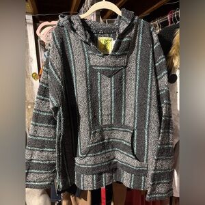 Striped Gray and Green Women's Hoodie
